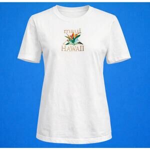 Vintage 80s Maui Hawaii T-Shirt Single Stitch Embroidered Tee  Anvil USA Size M